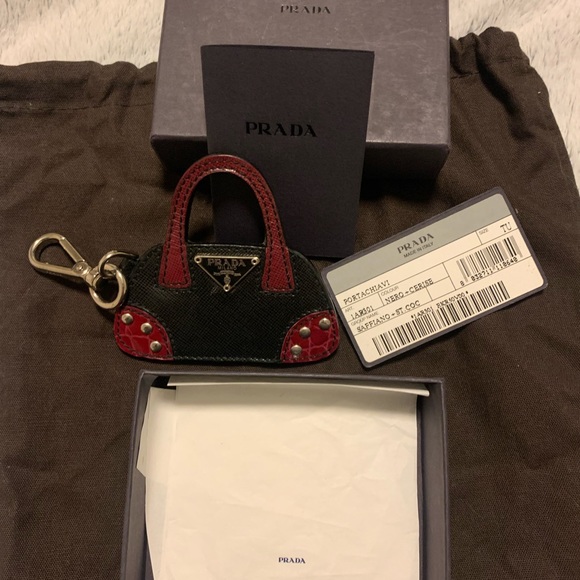 Prada Black/pink and black Purse Handbag Key Fob Bag Charm ๐ - Picture 3 of 3